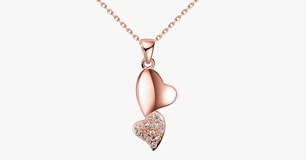Romantic Double Heart Crystal Pendant Necklace