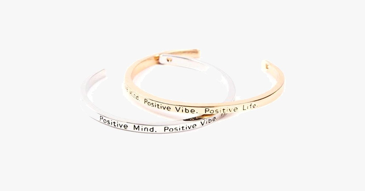 Positive Mind Positive Vibe Positive Life Cuff Bangle