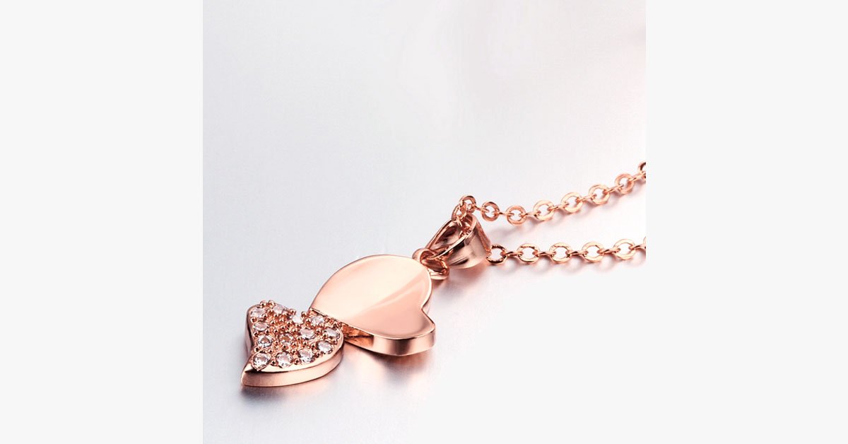 Romantic Double Heart Crystal Pendant Necklace