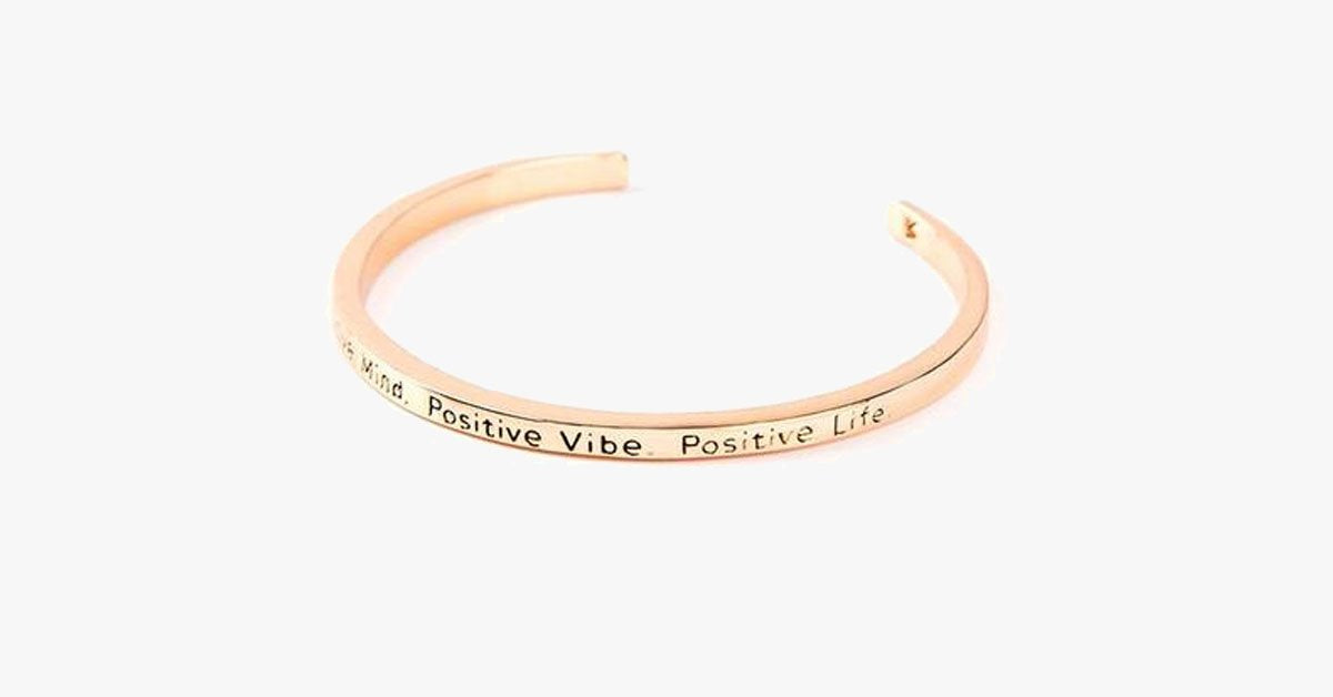 Positive Mind Positive Vibe Positive Life Cuff Bangle