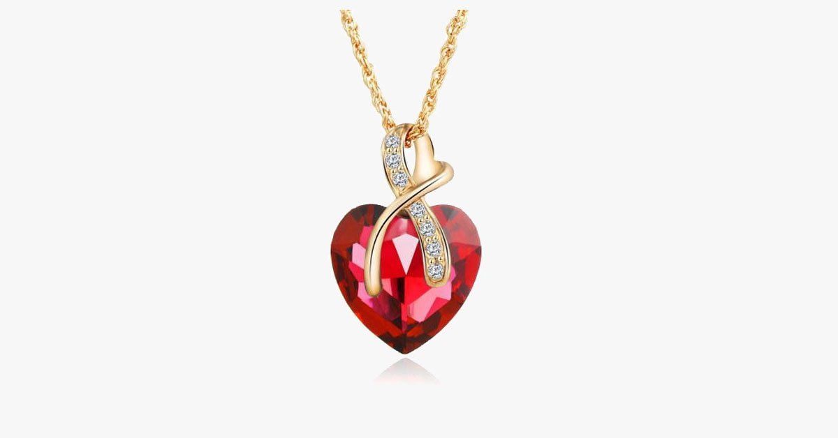 Gem Heart Ribbon Pendant