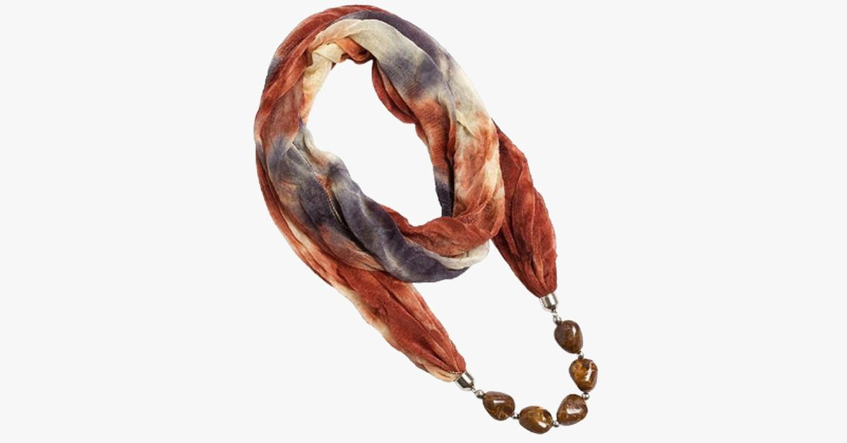 Hippie Earth-Tone Scarf Necklace