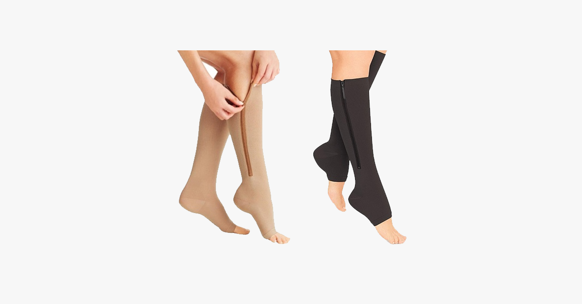 Unisex Zipper Compression Socks with An Open Toe – Relaxation At