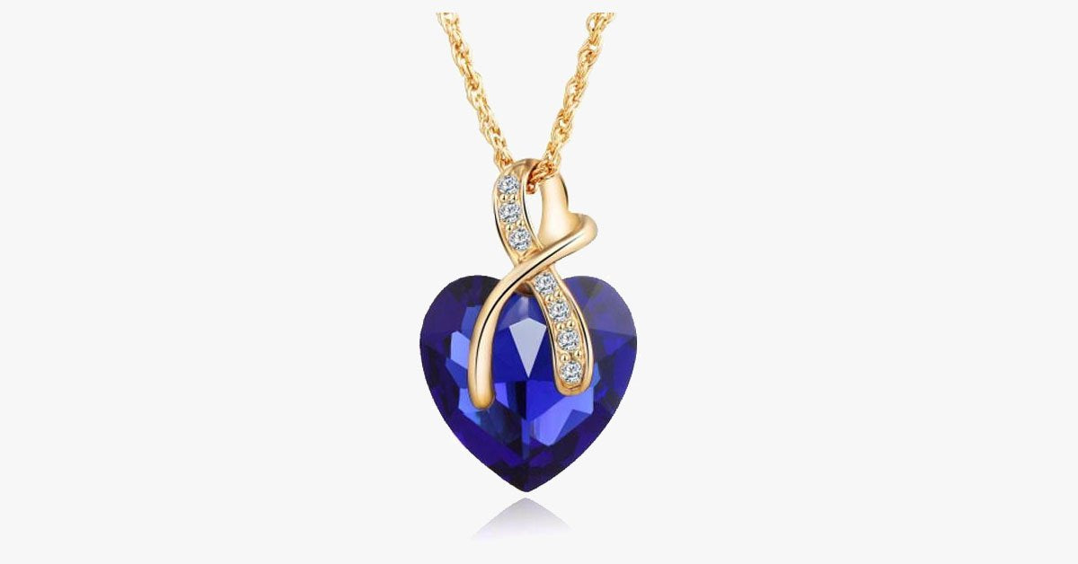 Gem Heart Ribbon Pendant