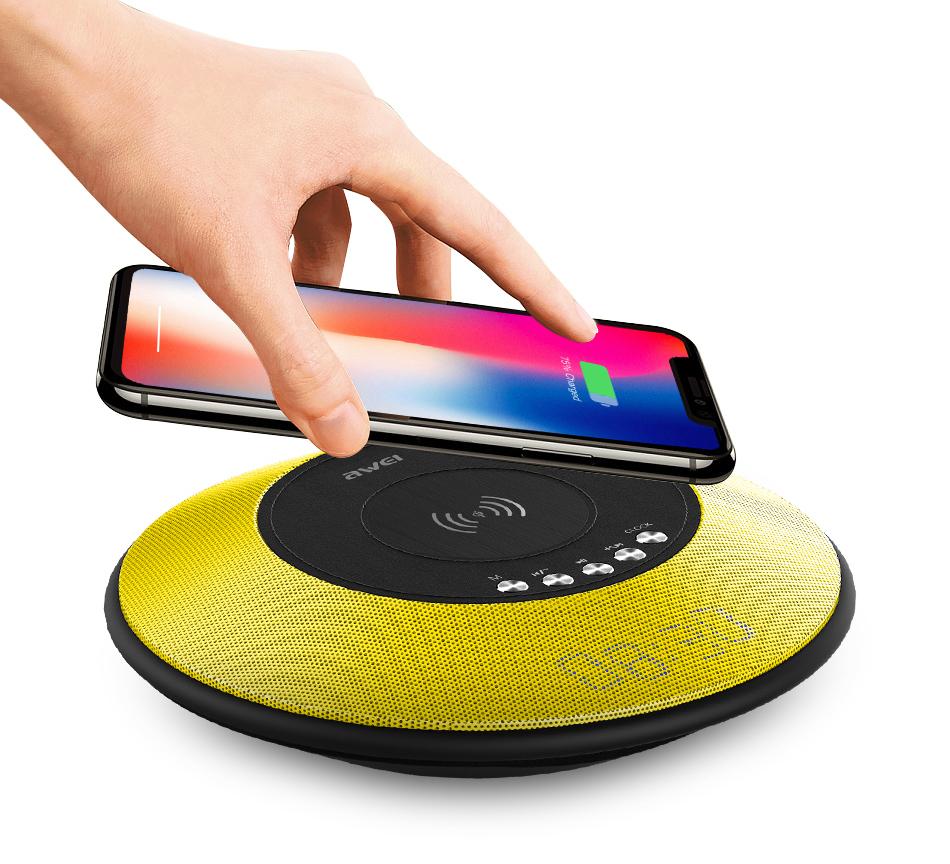 4-in-1 Wireless Charging Pad That Hides Bluetooth Speaker, Radio & Alarm Clock