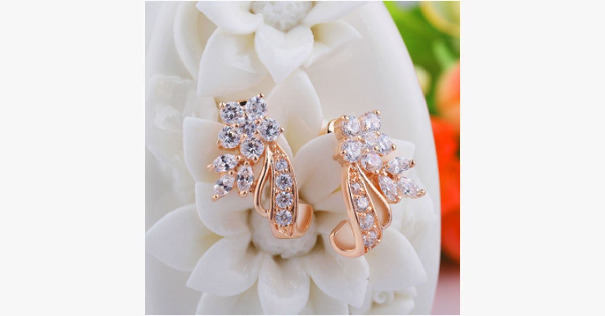 Zirconia Flower Stud Earrings