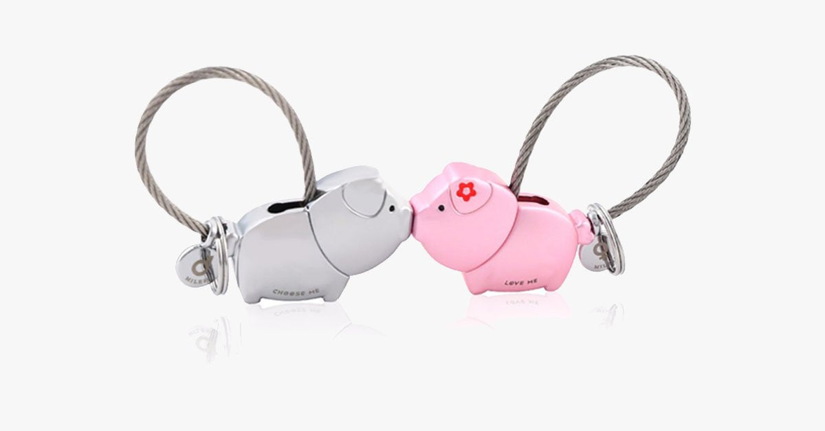 Pig Key Ring For Lovers With Free Gift Box