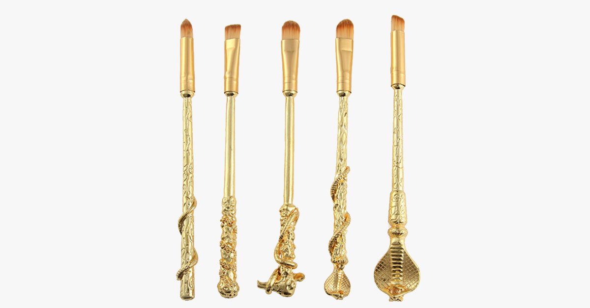 Gold Plated Magic Brush Set With 5 Gold Plated Eye Shadow Brushes - Works Magic On Your Eyes!