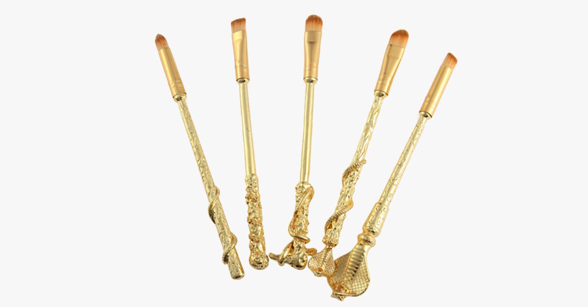 Gold Plated Magic Brush Set With 5 Gold Plated Eye Shadow Brushes - Works Magic On Your Eyes!