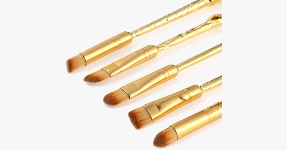 Gold Plated Magic Brush Set With 5 Gold Plated Eye Shadow Brushes - Works Magic On Your Eyes!