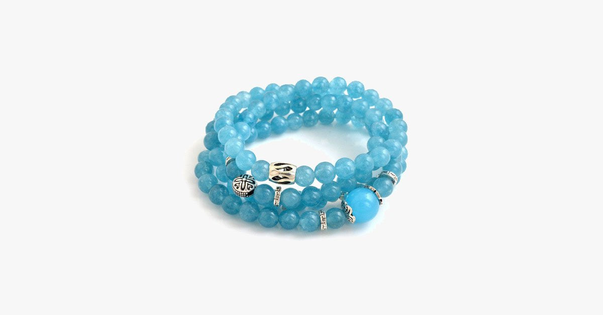 Blue Agate Beaded Aquamarine Bracelet