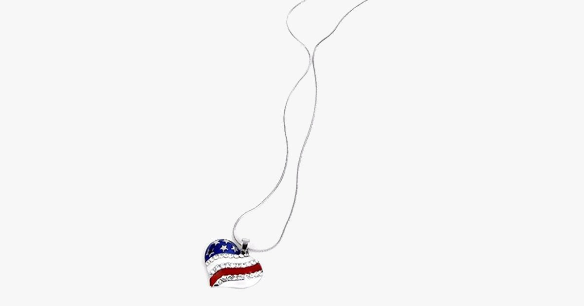 USA Flag Heart Pendant