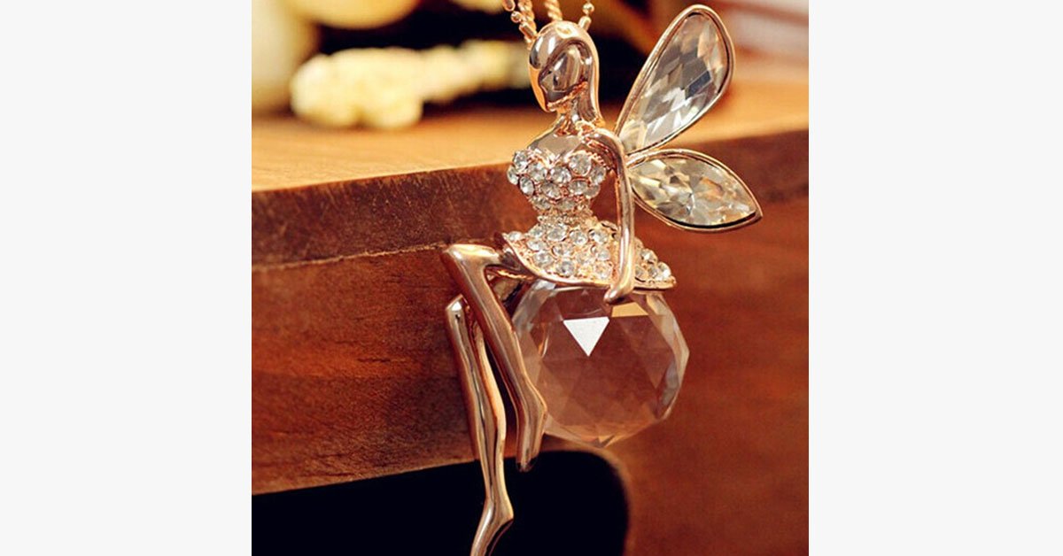 Charming Crystal Fairy Necklace - Add Some Magic to Your Look!