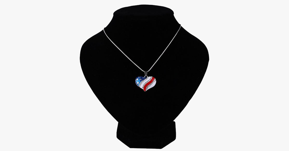 USA Flag Heart Pendant