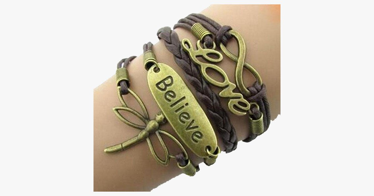 Dragonfly Believe Love Infinity Bracelet