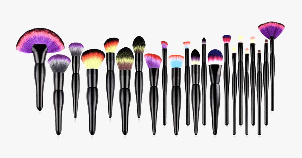Midnight Rainbow Makeup Brush Set of 22 - Add a Pop of Color to Your Vanity