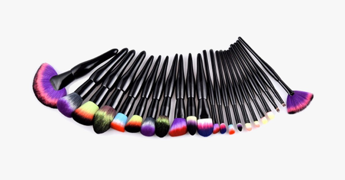 Midnight Rainbow Makeup Brush Set of 22 - Add a Pop of Color to Your Vanity