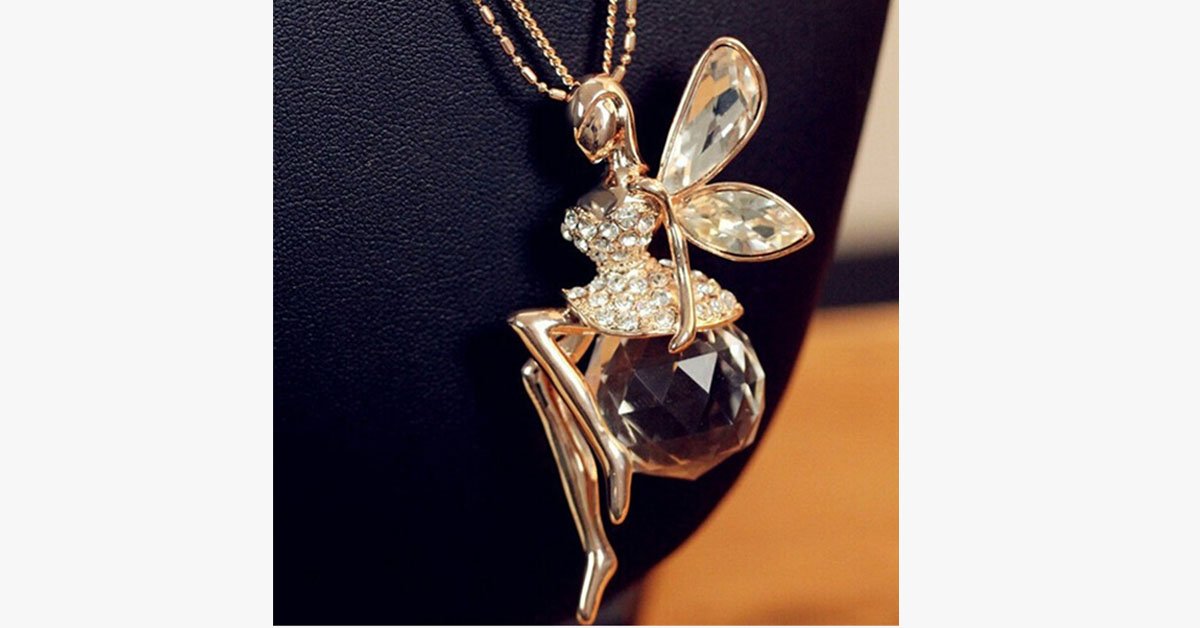 Charming Crystal Fairy Necklace - Add Some Magic to Your Look!