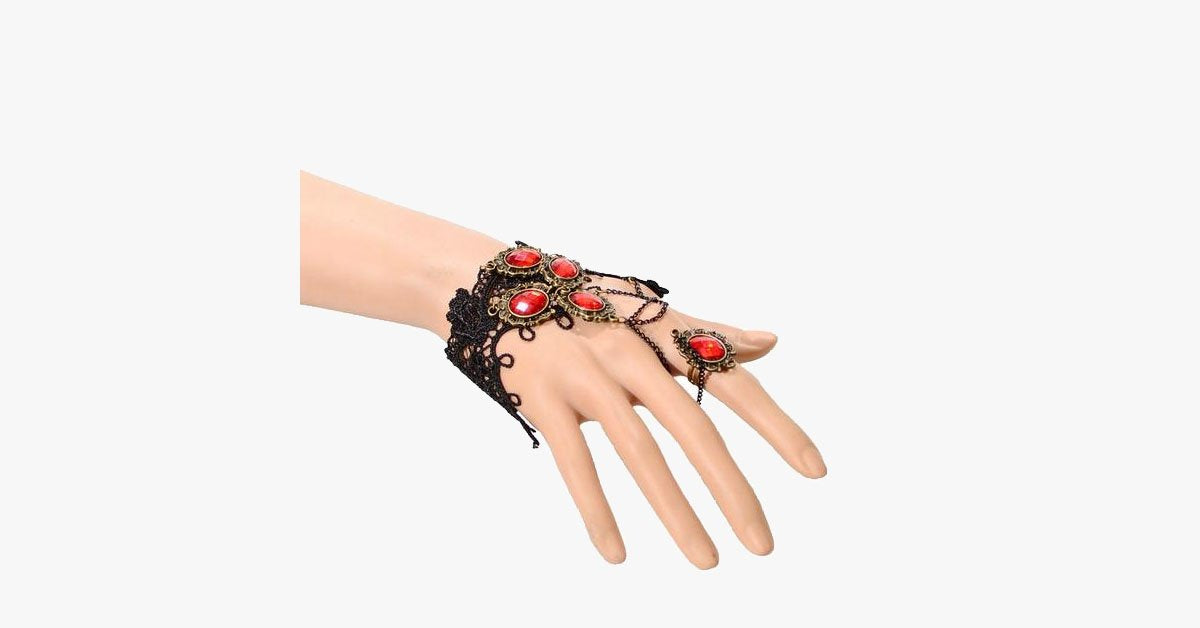 Fire Ruby Ring-to-Wrist Bracelet