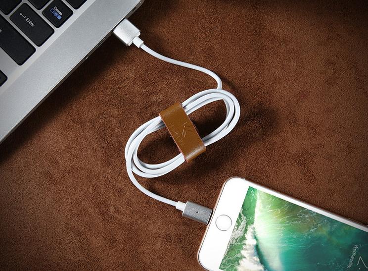 Secure and Organize Cables with Genuine Leather Cable Organizer