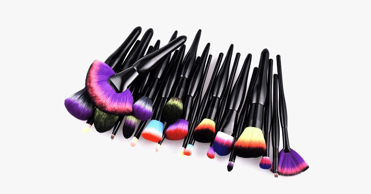 Midnight Rainbow Makeup Brush Set of 22 - Add a Pop of Color to Your Vanity