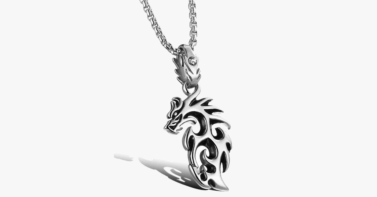 Gold Plated Stainless Steel Vintage Dragon Necklace