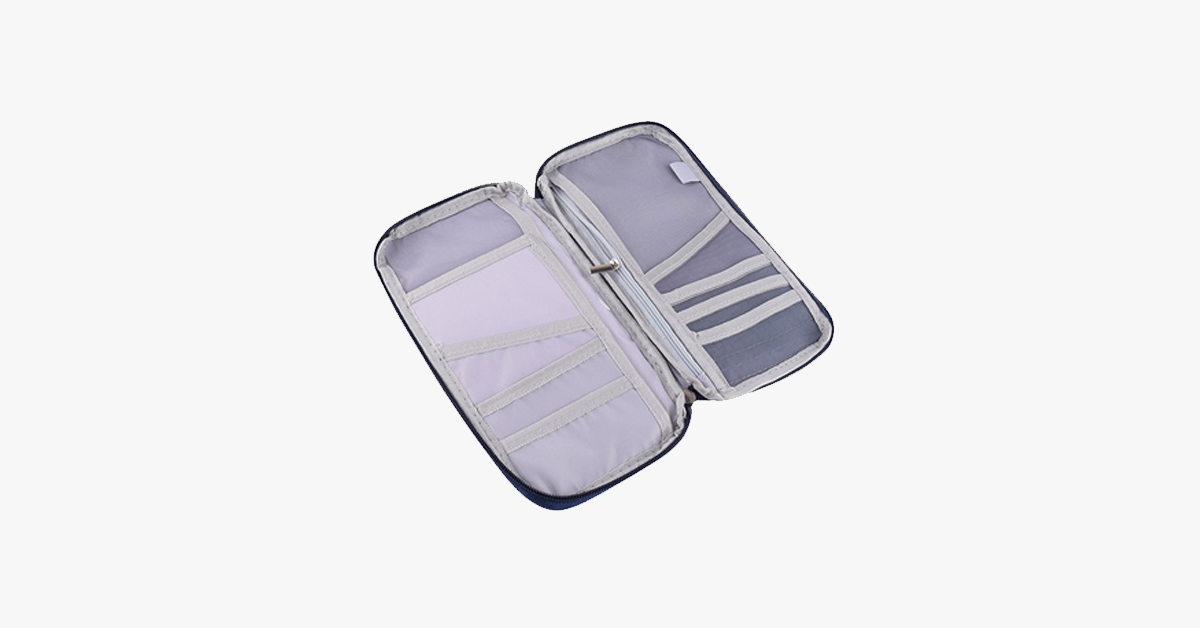 Zipped Travel Wallet - Classic Design - Multicolor - Separate Slots for Business Cards