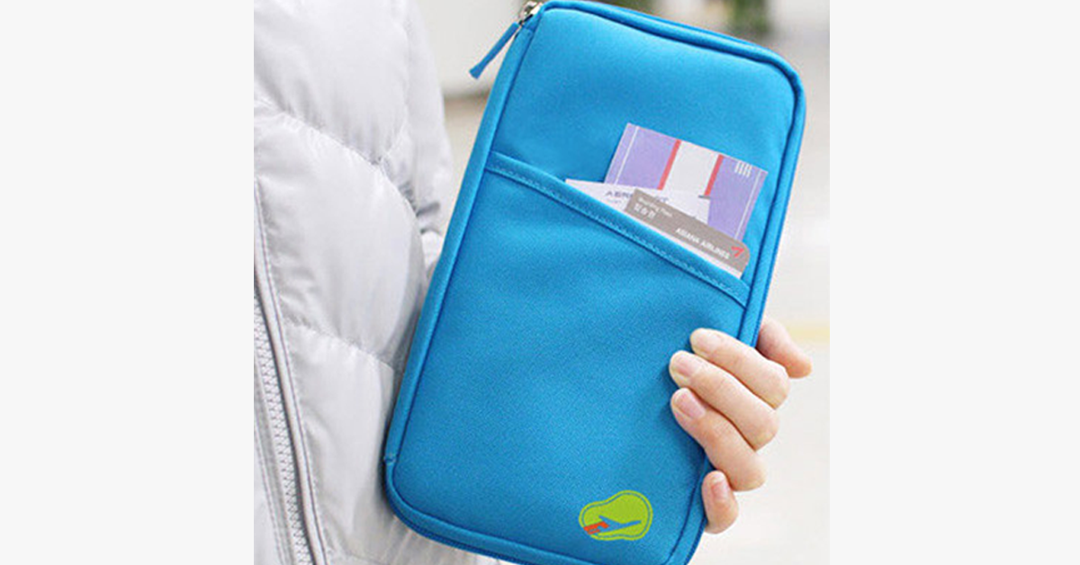 Zipped Travel Wallet - Classic Design - Multicolor - Separate Slots for Business Cards