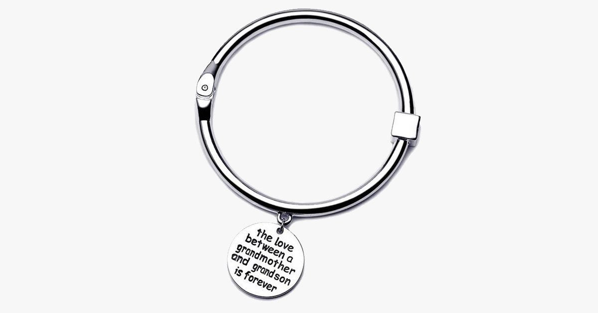 The Love Between Grandmother and Grandson Bangle - Silver