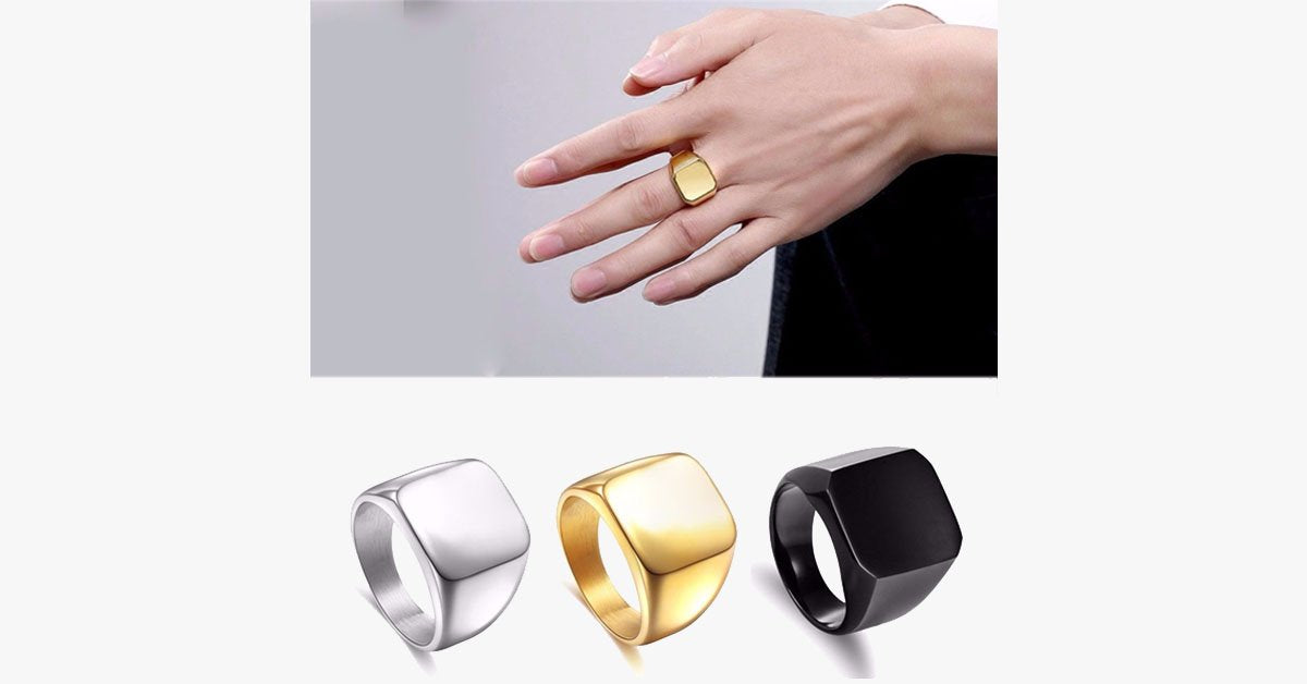 Square Titanium Men's Ring with Scratch Resistant and Durable Stylish Square Design - Goes with Any and Every Outfit!