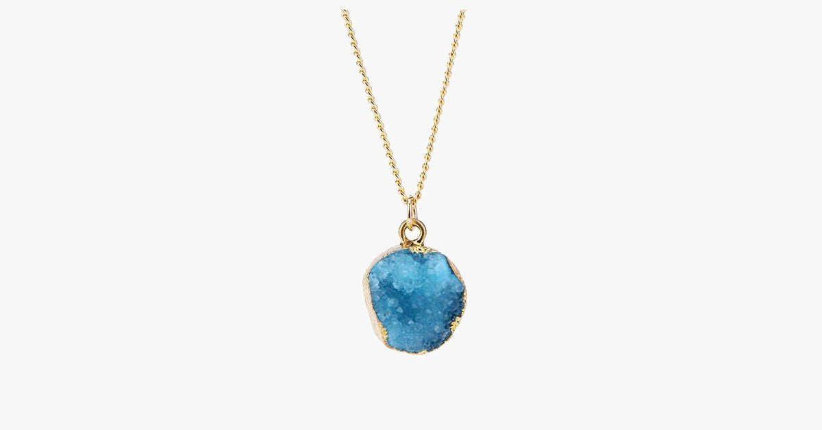 Blue Druzy Stone Necklace