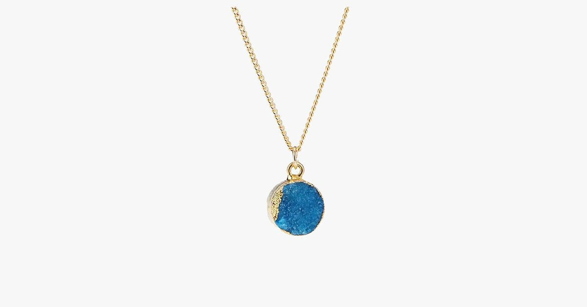 Blue Druzy Stone Necklace