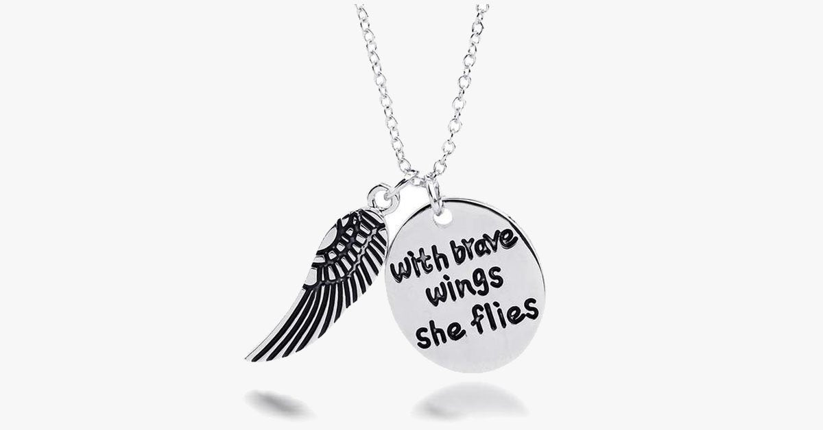 With Brave Wings She Flies Charm Pendant