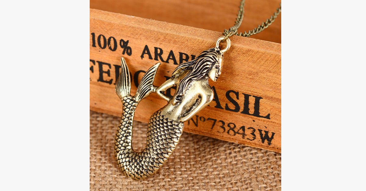 Little Mermaid Copper Pendant Necklace