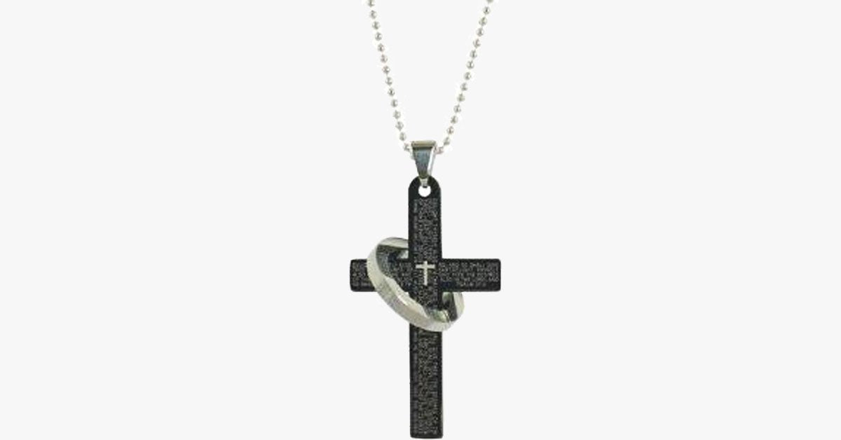 Printed Cross Ring Pendant