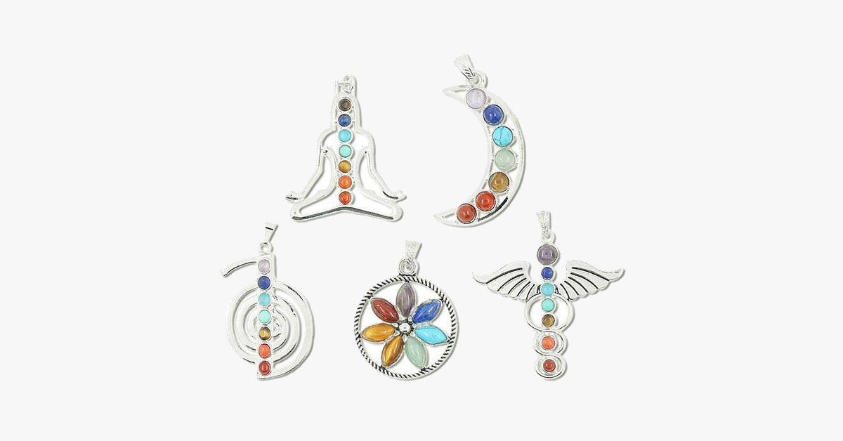 Chakras Natural Stone Pendant Charms