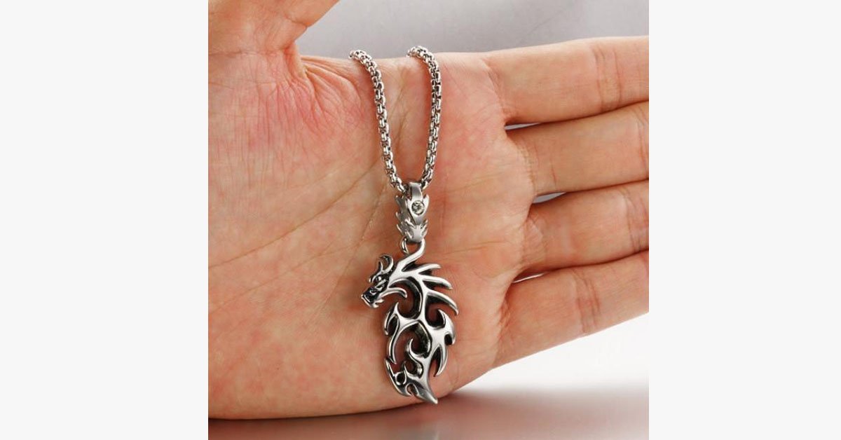 Gold Plated Stainless Steel Vintage Dragon Necklace