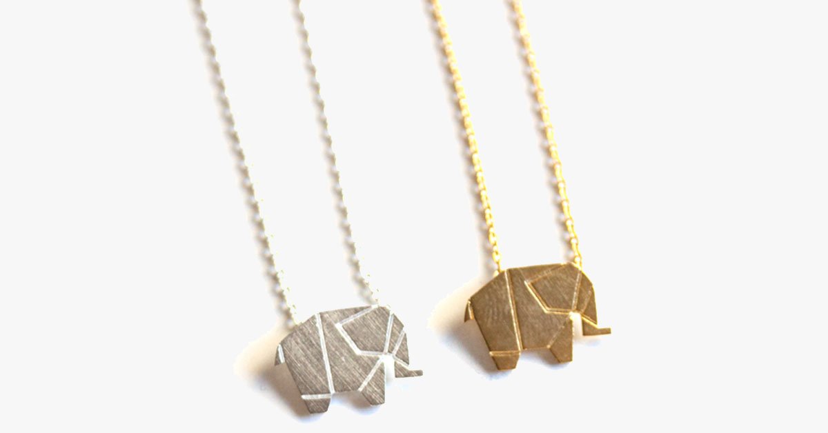 Geometric Origami Elephant Necklace