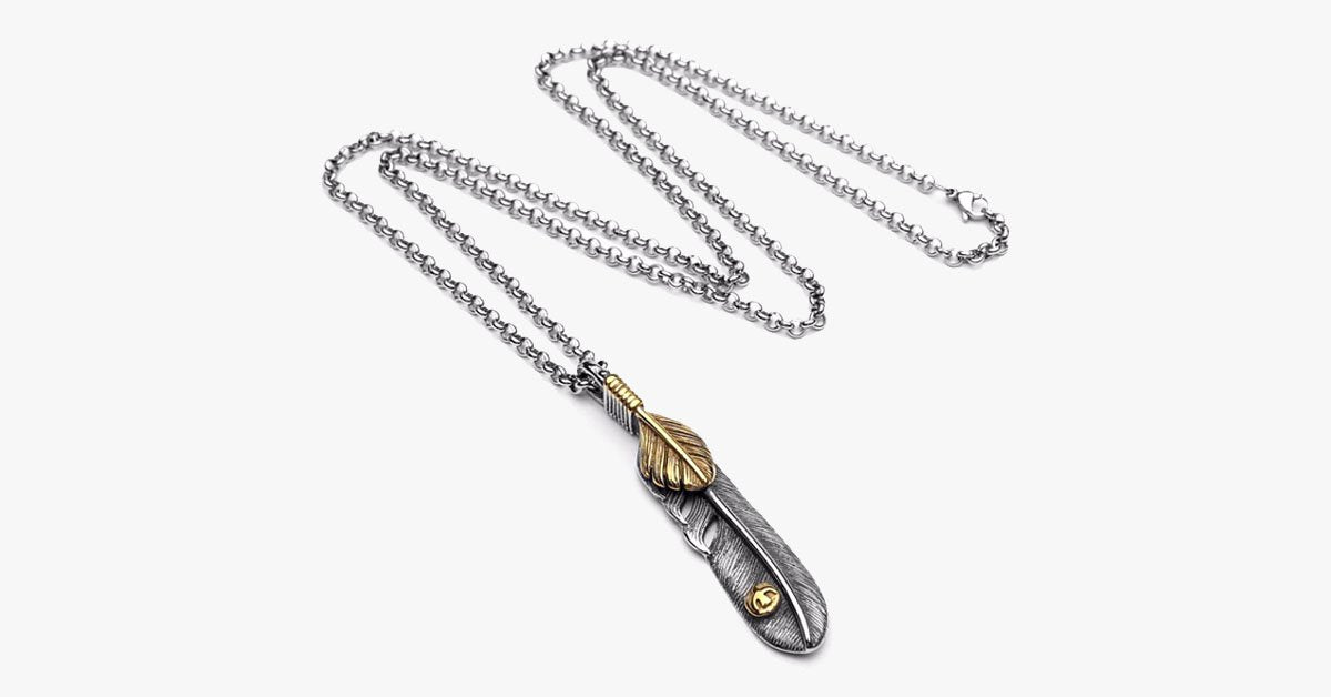 Stainless Steel Double Feather Pendant