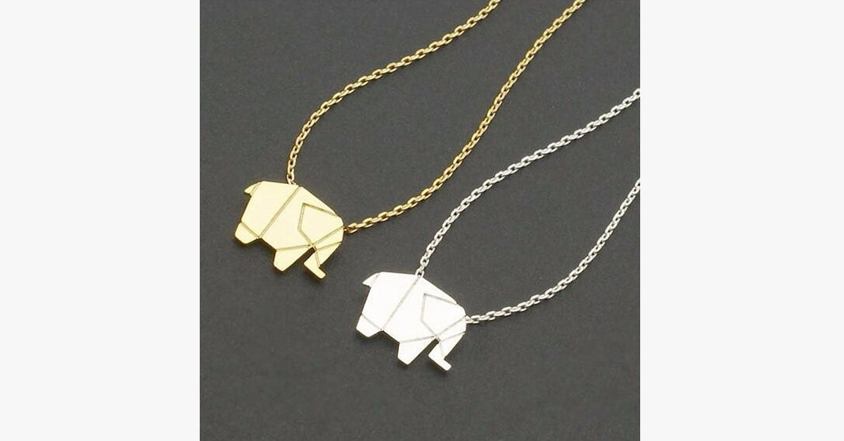 Geometric Origami Elephant Necklace