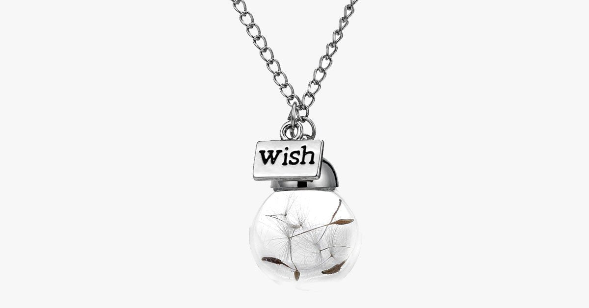 Natural Dandelion Seeds Wish Pendant