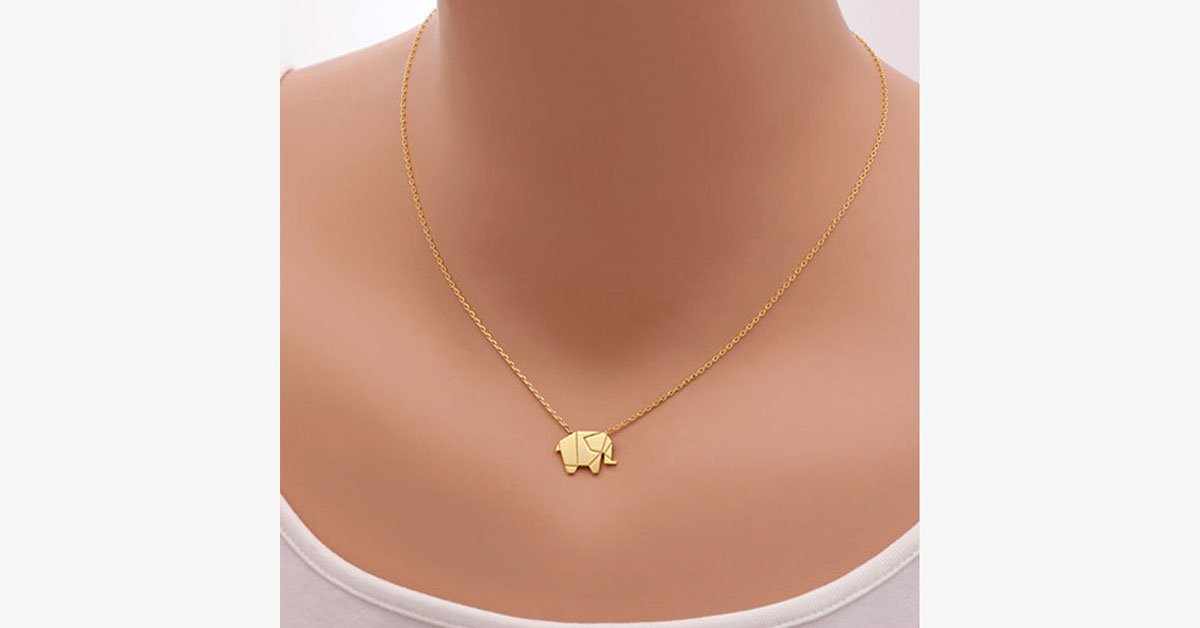 Geometric Origami Elephant Necklace