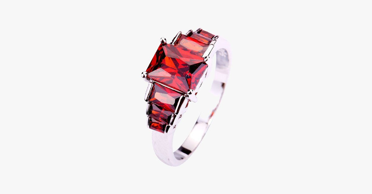 Cubic Red Garnet Ring