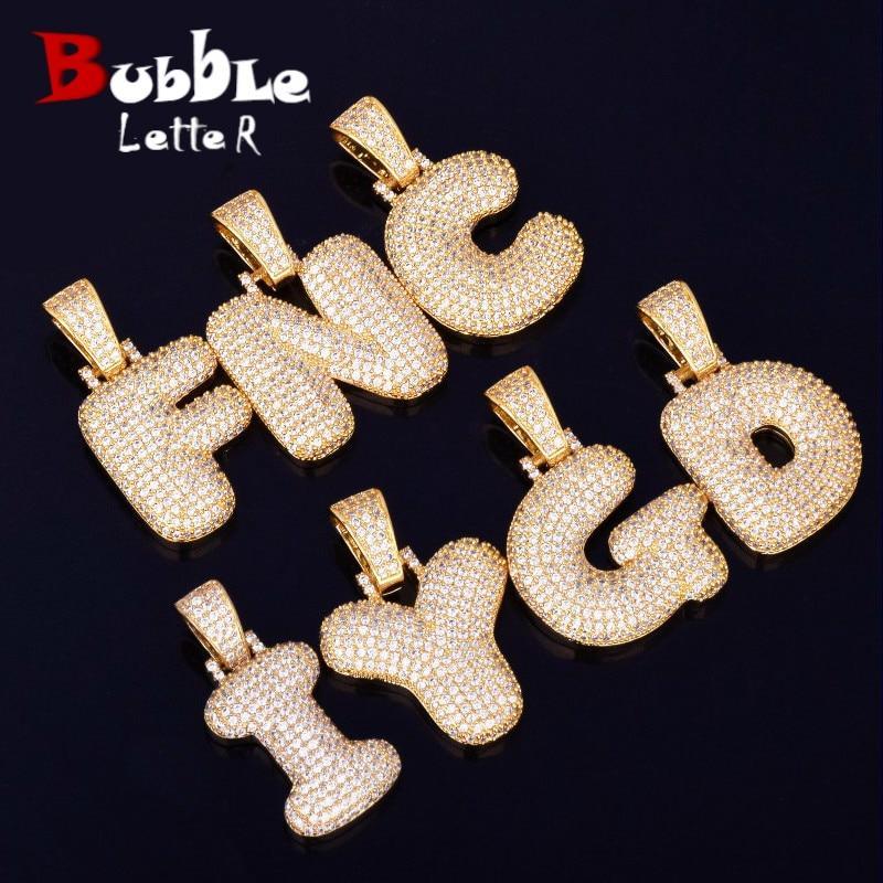 A-Z Custom Name Bubble Letters Necklaces & Pendant Chain - Gold/Silver