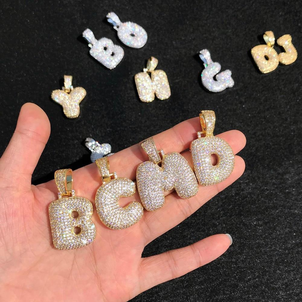 A-Z Custom Name Bubble Letters Necklaces & Pendant Chain - Gold/Silver
