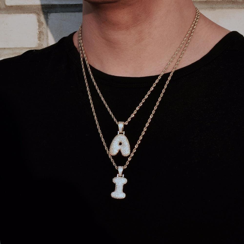 A-Z Custom Name Bubble Letters Necklaces & Pendant Chain - Gold/Silver