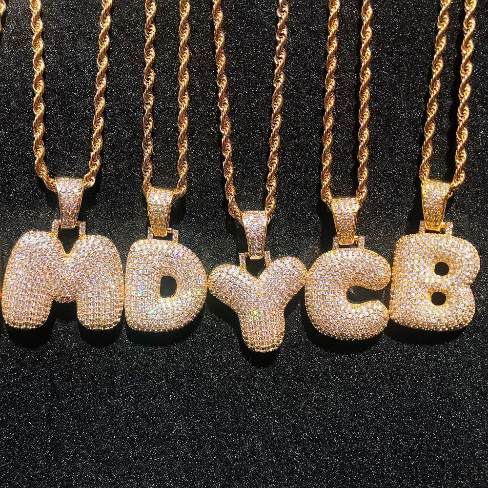 A-Z Custom Name Bubble Letters Necklaces & Pendant Chain - Gold/Silver