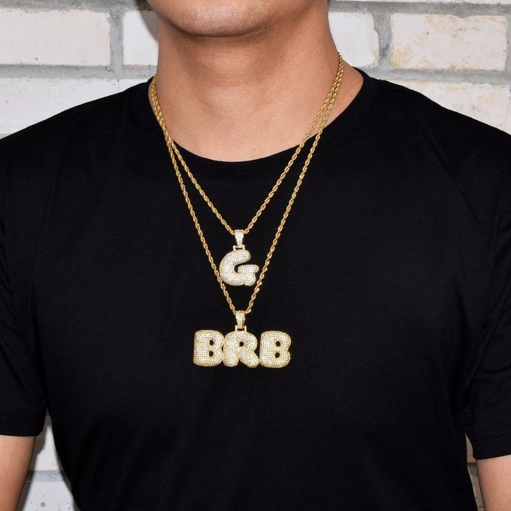A-Z Custom Name Bubble Letters Necklaces & Pendant Chain - Gold/Silver