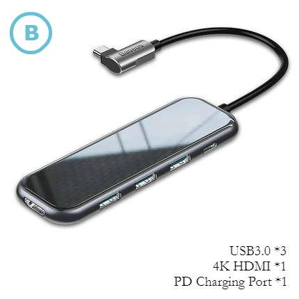 5-in-1 USB Type-C Hub With 4K/HDMI, USB 3.0, PD & RJ-45, For MacBook Pro, Surface Go & More