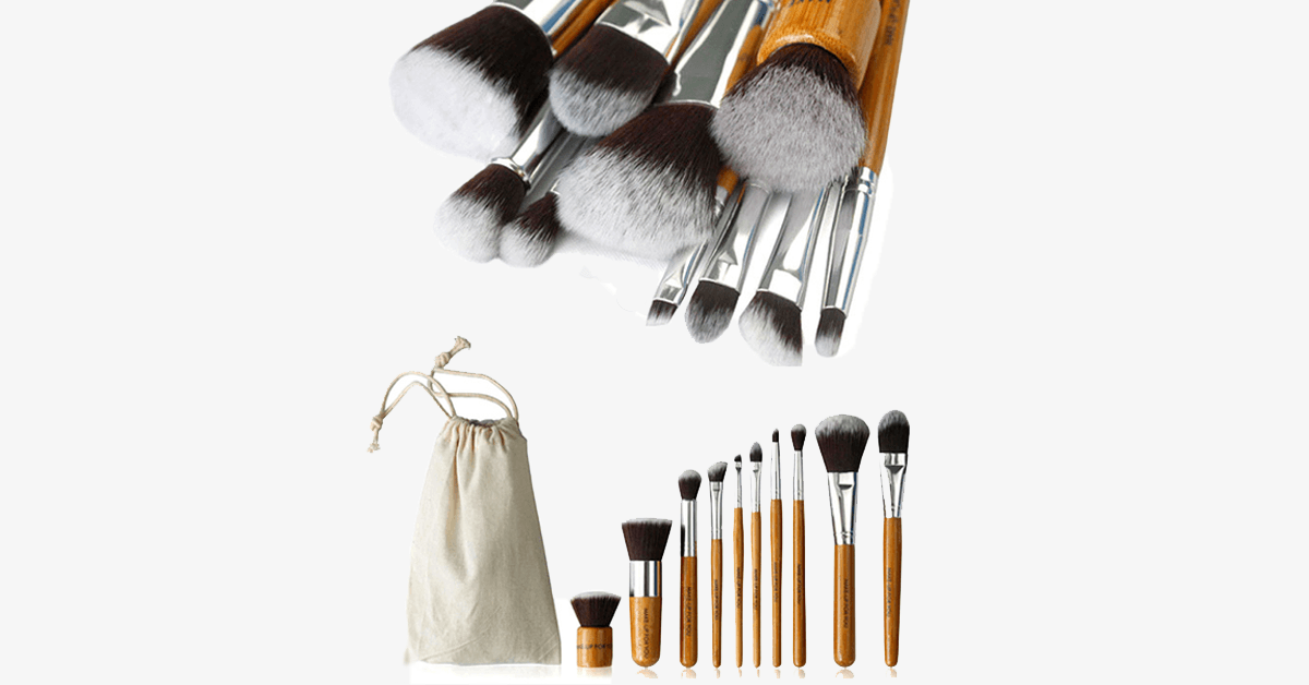 Eco-Friendly Bamboo Hair Brush Set With Free Case – A Set of 10 Makeup Brushes for Perfect Blending